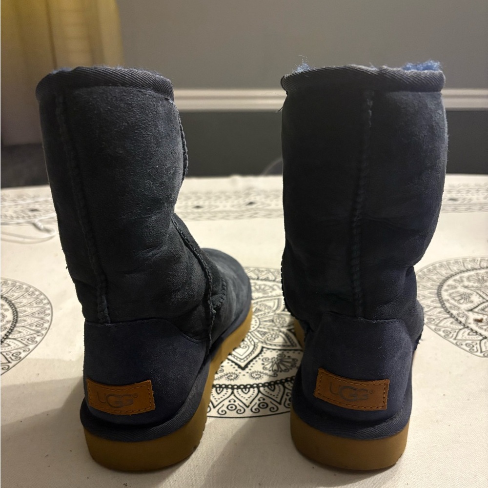 UGG Dark Blue Ankle Boots with Brown Details